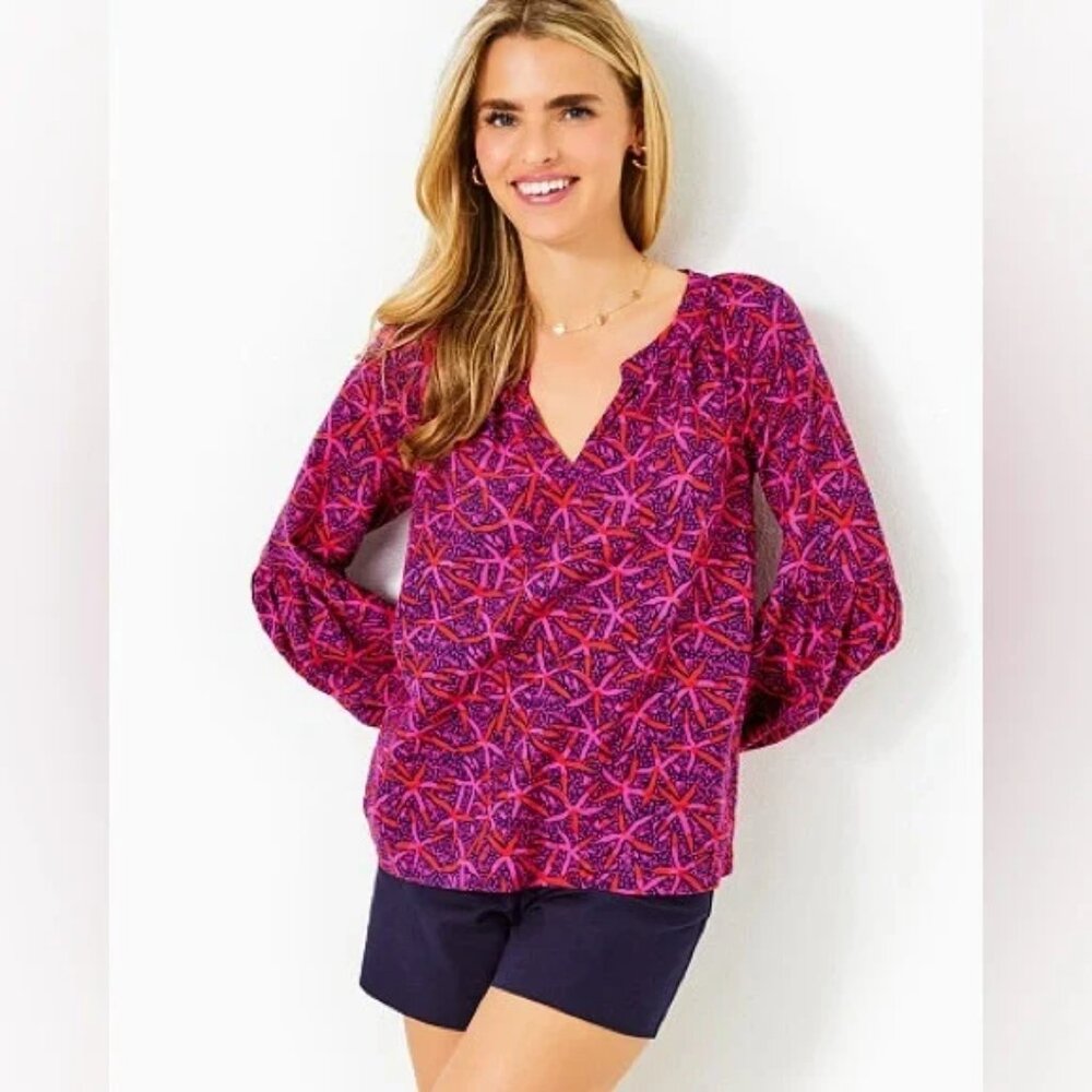 Lilly Pulitzer Sullivan Top in Pink Star Searching